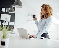 Black woman working from home